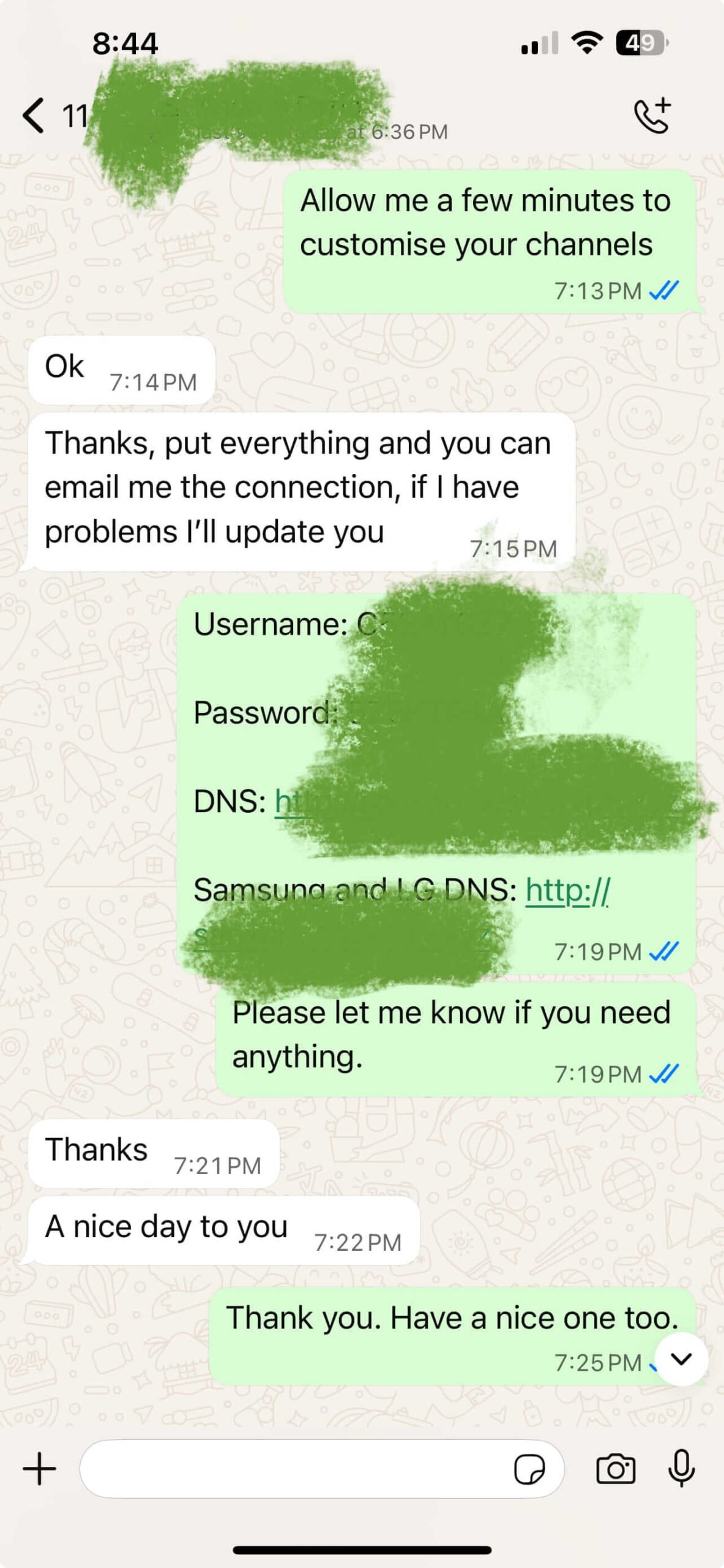 Vistarotv customer WhatsApp conversation 5